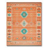 Orange Terracotta Teal Southwestern Geometric Area Rug