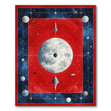 Red Celestial Moon Rocket Area Rug