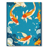 Teal Blue Swimming Koi Fish Area Rug