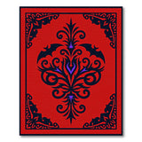 Gothic Red Bat Vine Ornate Area Rug