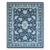 Traditional Persian Blue and Teal Navy Blue Persian Floral Medallion Area Rug