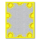 Playful Yellow Cartoon Suns Gray Area Rug