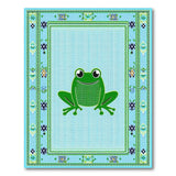 Playful Green Frog Cartoon Area Rug
