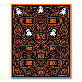 Halloween Boo Ghosts Black Orange Area Rug