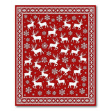 Festive Reindeer Snowflake Red Area Rug
