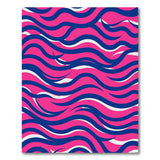 Vibrant Pink Navy Wave Abstract Area Rug