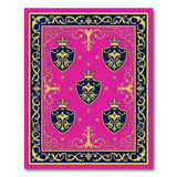 Regal Pink Fleur-de-Lis Crown Shield Rug