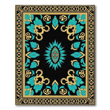 Blue and Teal Traditional Persian Teal Gold Medallion Persian Area Rug