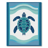 Coastal Beach Blue and Teal Sea Turtle Blue Teal Area Rug