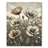 Distressed Vintage Beige Poppy Field Rug