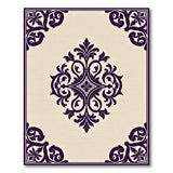Beige and Neutral Purple Floral Medallion Area Rug