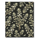 Vintage Black Botanical Floral Area Rug