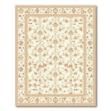Beige and Neutral Ivory Floral Persian Area Rug with Ornate Border