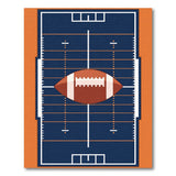 Navy Football Field Area Rug with Centered Ball
