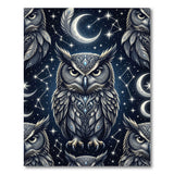 ODIKA Mystic Owl Celestial Washable Area Rug - Navy Blue Low Pile Non-Slip