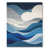 Blue and Teal Abstract Blue Waves Area Rug