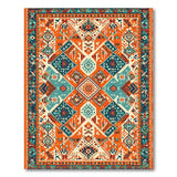Orange Teal Geometric Southwestern Rug