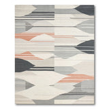 Abstract Geometric Grey Area Rug with Orange Accents