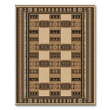 Brown Tan Heritage Tribal Geometric Rug