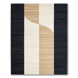 Modern Black Beige Geometric Wave Area Rug