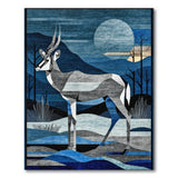 Geometric Kudu Antelope Blue Moonlit Rug