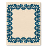 Navy Floral Border Beige Area Rug