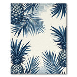 ODIKA Tropical Blue Pineapple Washable Area Rug - Low Pile Non-Slip Pet Friendly Rug