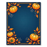 Navy Halloween Pumpkin Border Area Rug