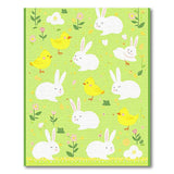 Adorable Bunny Chick Green Kids Area Rug