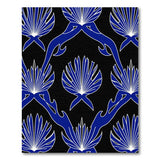 Bold Blue Fan Motif Tribal Area Rug