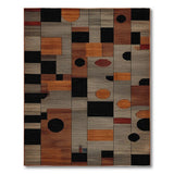 Modern Geometric Abstract Area Rug in Black Grey Brown