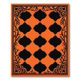 Vibrant Orange Black Geometric Lattice Area Rug