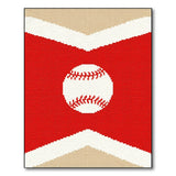 Red Baseball Chevron Area Rug