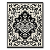 Ornate Black White Persian Medallion No. 13 Rug