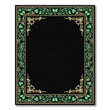 Ornate Teal Floral Vine Border Area Rug