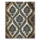 Distressed Black Damask Vintage Area Rug