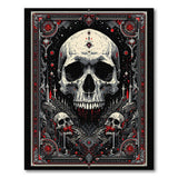 Washable Gothic Skull Occult Area Rug, Low Pile & Non-Slip