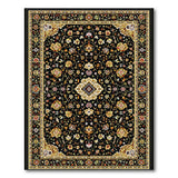 Opulent Black Gold Persian Floral Area Rug