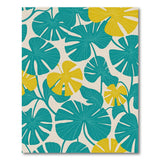 ODIKA Washable Teal & Yellow Botanical Leaf Area Rug - Low Pile Non-Slip Rug