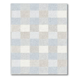 Blue Beige Gingham Check Area Rug
