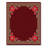 Red Floral Ornate Border Area Rug