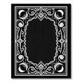 Ornate Crescent Moon Floral Border Black White Rug