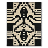 Bold Black Ivory Geometric Tribal Rug