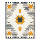 Southwestern Starburst Area Rug in Navy Grey Yellow