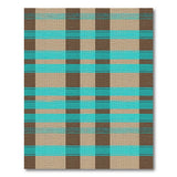 Teal Brown Tan Plaid Woven Area Rug