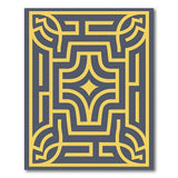 Navy Gold Geometric Maze Area Rug