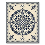 Beige and Neutral Navy Mandala Persian Area Rug