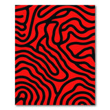 Bold Red Black Wavy Abstract Area Rug
