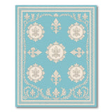 Elegant Teal Fleur-de-Lis Medallion Rug