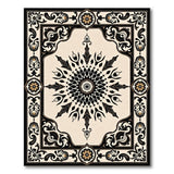 ODIKA Washable Traditional Medallion Area Rug - Low Pile Non-Slip Vintage Cream/Black Carpet